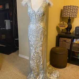 Showstopper Silver Rhinestone and Lace Gown